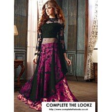 3206-C BLACK AND PINK MAISHA LAVISH FLORAL PRINTED SUIT